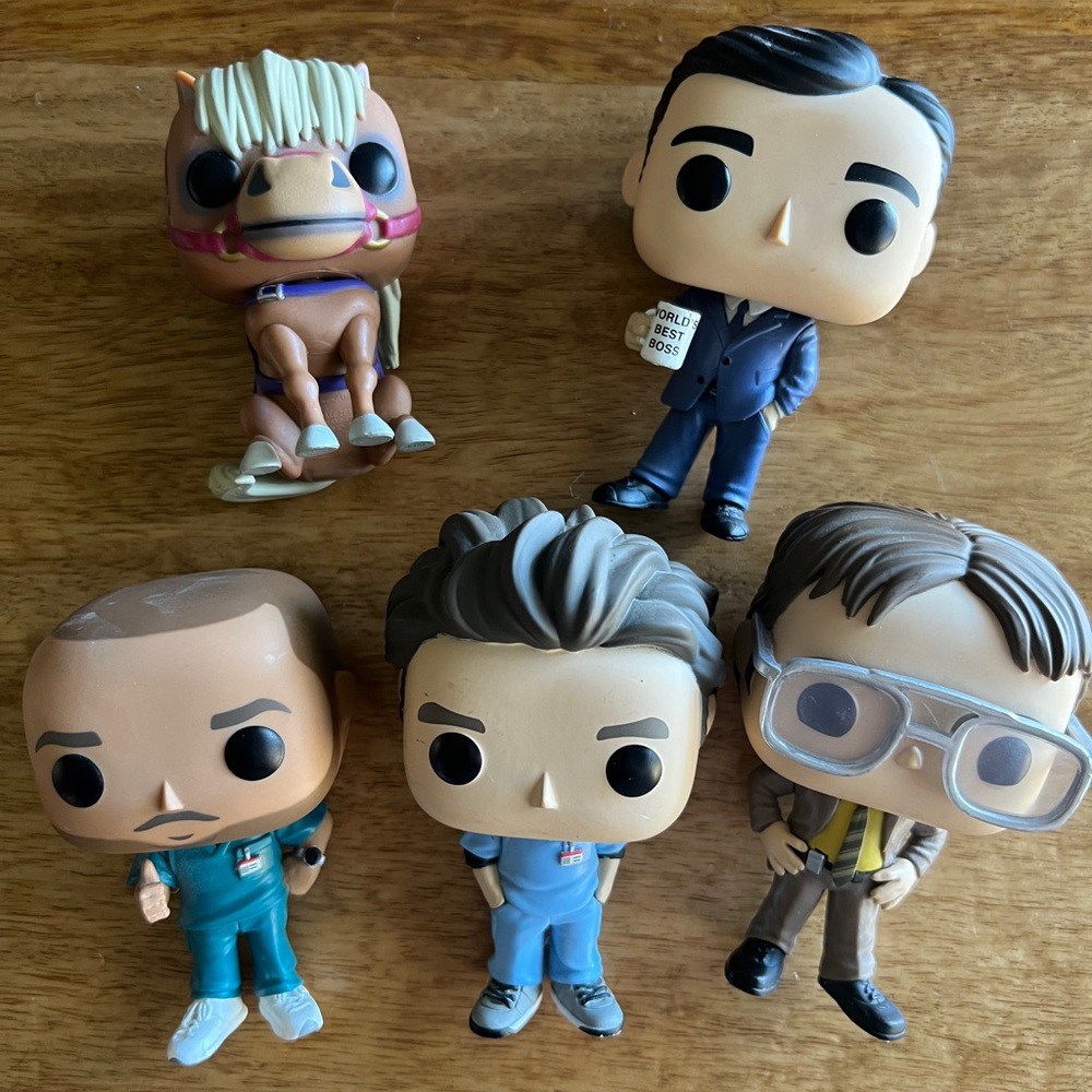 5 Funko Pop Figurines Toys - Scrubs, The Office, Parks and Recreation